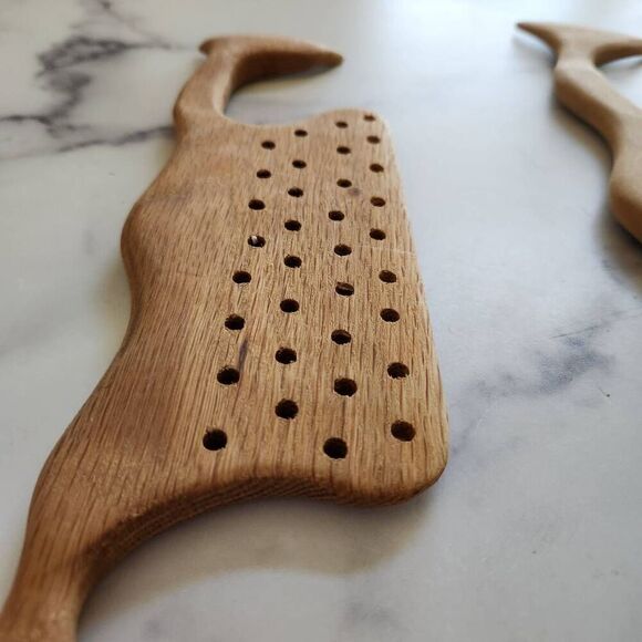 Wooden whale teaspoon spank paddle kitchen ocean nautical decor set of 2 - Picture 2 of 5